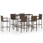Vidaxl ensemble de bar de jardin 7 pcs r�sine tress�e marron