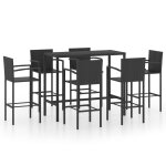 Vidaxl ensemble de bar de jardin 7 pcs r�sine tress�e noir