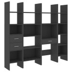 Vidaxl ensemble de bibliothque 4 pcs gris agglomr