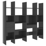 Vidaxl ensemble de bibliothque 4 pcs gris brillant agglomr