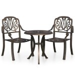 Vidaxl ensemble de bistro 3 pcs aluminium coul bronze