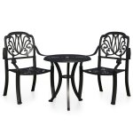 Vidaxl ensemble de bistro 3 pcs aluminium coul noir