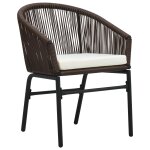 Vidaxl ensemble de bistro 3 pcs avec coussins rotin pvc marron