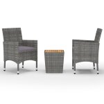 Vidaxl ensemble de bistro 3 pcs rsine tresse et bois d'acacia gris