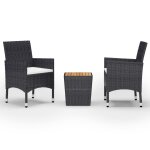 Vidaxl ensemble de bistro 3 pcs r�sine tress�e et bois d'acacia noir