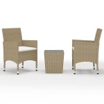 Vidaxl ensemble de bistro 3 pcs rsine tresse et verre tremp beige