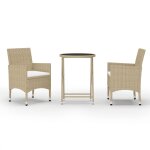Vidaxl ensemble de bistro 3 pcs r�sine tress�e et verre tremp� beige