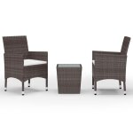 Vidaxl ensemble de bistro 3 pcs rsine tresse et verre tremp marron