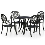 Vidaxl ensemble de bistro 5 pcs aluminium coul noir