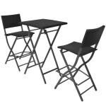 Vidaxl ensemble de bistro pliable 3 pcs acier rsine tresse noir
