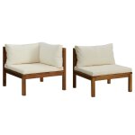 Vidaxl ensemble de canaps 2 pcs et coussins blanc crme acacia solide