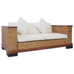 Vidaxl ensemble de canaps 2 pcs avec coussins marron rotin naturel