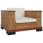 Vidaxl ensemble de canaps 2 pcs avec coussins marron rotin naturel