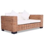 Vidaxl ensemble de canaps 2 pcs avec coussins rotin naturel