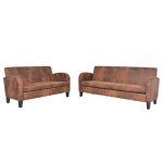 Vidaxl ensemble de canaps 2 pcs daim synthtique marron
