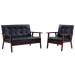 Vidaxl ensemble de canaps 2 pcs noir similicuir