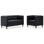 Vidaxl ensemble de canaps 2 pcs revtement en similicuir noir
