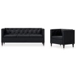 Vidaxl ensemble de canap 2 pcs revtement en similicuir noir