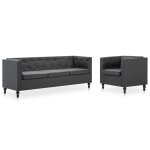 Vidaxl ensemble de canap�s 2 pcs rev�tement en tissu gris fonc�