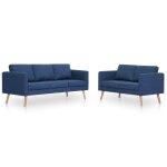 Vidaxl ensemble de canap 2 pcs tissu bleu
