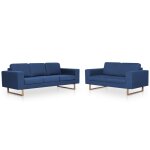 Vidaxl ensemble de canapé 2 pcs tissu bleu Vidaxl ensemble de canapé 2 pcs tissu bleu