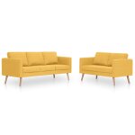 Vidaxl ensemble de canap 2 pcs tissu jaune