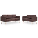 Vidaxl ensemble de canap� 2 pcs tissu marron