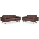 Vidaxl ensemble de canap 2 pcs tissu marron