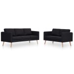 Vidaxl ensemble de canap� 2 pcs tissu noir