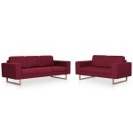Vidaxl ensemble de canapé 2 pcs tissu rouge bordeaux Vidaxl ensemble de canapé 2 pcs tissu rouge bordeaux
