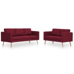 Vidaxl ensemble de canap 2 pcs tissu rouge bordeaux