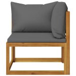 Vidaxl ensemble de canaps 2pcs avec coussins gris fonc acacia solide