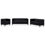 Vidaxl ensemble de canaps 3 pcs revtement en similicuir noir