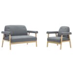 Vidaxl ensemble de canap pour 3 personnes 2 pcs tissu gris clair