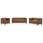 Vidaxl ensemble de canaps  3 places revtement en tissu marron