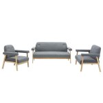 Vidaxl ensemble de canap� pour 6 personnes 3 pcs tissu gris clair