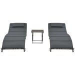 Vidaxl ensemble de chaises longues pliables 3 pcs rsine tresse gris