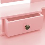 Vidaxl ensemble de coiffeuse et tabouret rose 100x40x146 cm paulownia