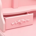 Vidaxl ensemble de coiffeuse avec tabouret rose 75x69x140 cm paulownia