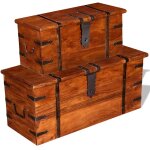 Vidaxl ensemble de deux coffres de rangement bois massif