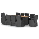 Vidaxl ensemble  dner d'extrieur 11pcs avec coussins rsine tresse