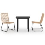 Vidaxl ensemble � d�ner d'ext�rieur 3 pcs r�sine tress�e et verre