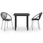 Vidaxl ensemble  dner d'extrieur 3 pcs rotin pvc noir