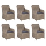 Vidaxl ensemble  dner d'extrieur 7 pcs rsine tresse marron
