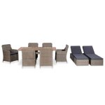 Vidaxl ensemble � d�ner d'ext�rieur 9 pcs r�sine tress�e marron