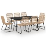 Vidaxl ensemble � d�ner d'ext�rieur 9 pcs r�sine tress�e et verre