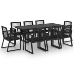 Vidaxl ensemble  dner d'extrieur 9 pcs rotin pvc noir