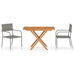 Vidaxl ensemble  dner de jardin 3 pcs rsine tresse et acacia gris