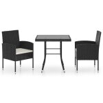 Vidaxl ensemble � d�ner de jardin 3 pcs r�sine tress�e noir