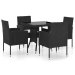Vidaxl ensemble � d�ner de jardin 5 pcs r�sine tress�e noir
